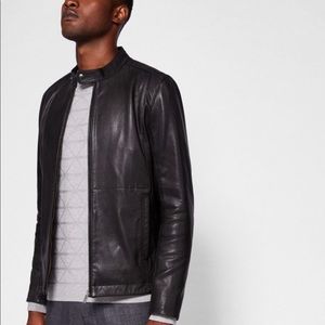 Ted Baker ‘Mate’ Black Leather Jacket
